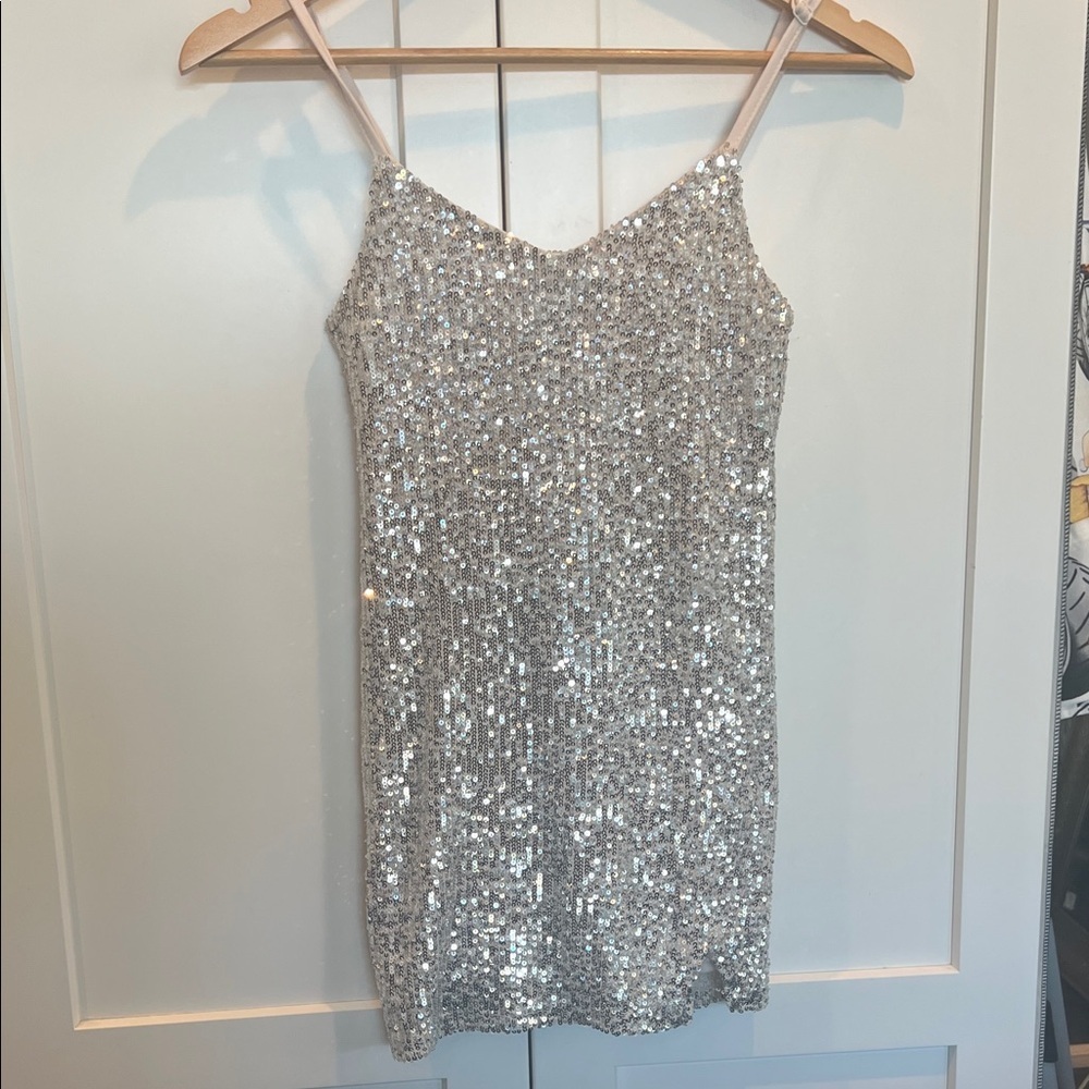 Art Class Silver Sequin Dress S
